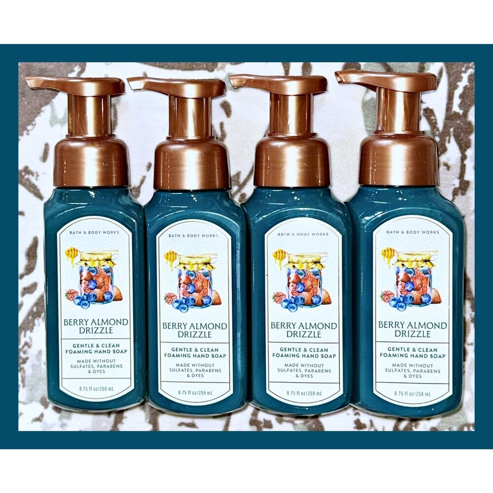 Bath & Body Works Berry Almond Drizzle Gentle Clean Foaming Hand Soap x4